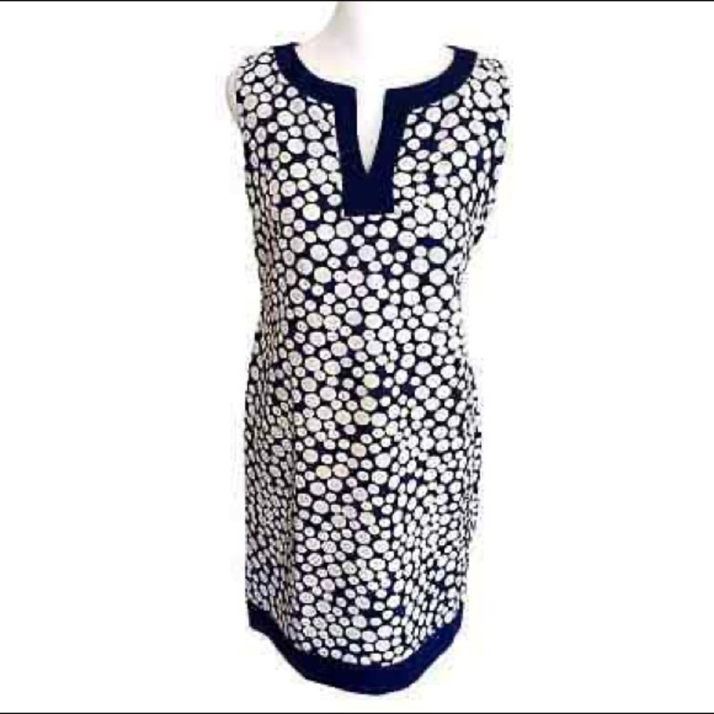 Amanda Lane Blue/White Polka-dot Dress